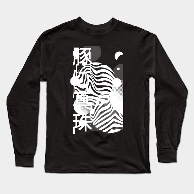 Abstract White Stripes Painted Design White Print Long Sleeve