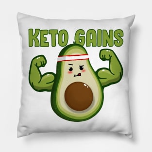 Keto Gains Cute Avocado with Muscles Pillow