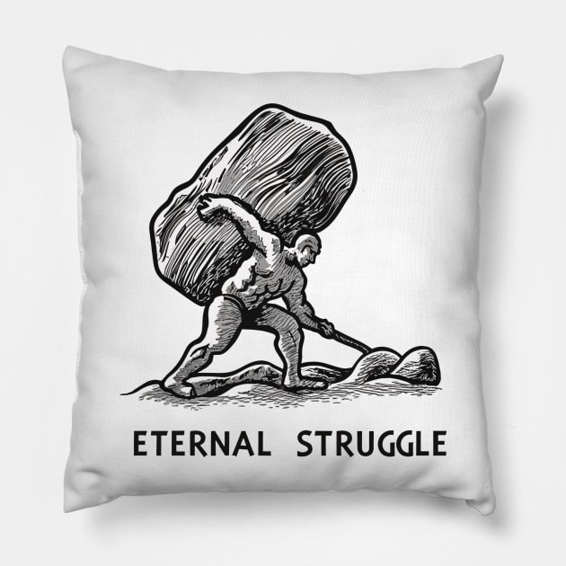 Eternal Struggle, Sisyphus Pillow by SimpliPrinter