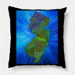 New Jersey - Pop Art Style with Vector Background Pillow