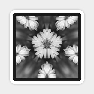 Unique kaleidoscope of Daisy Bouquet in Black and White Magnet