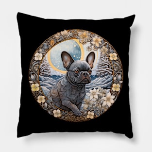 Artistic Frenchie Illustration Pillow