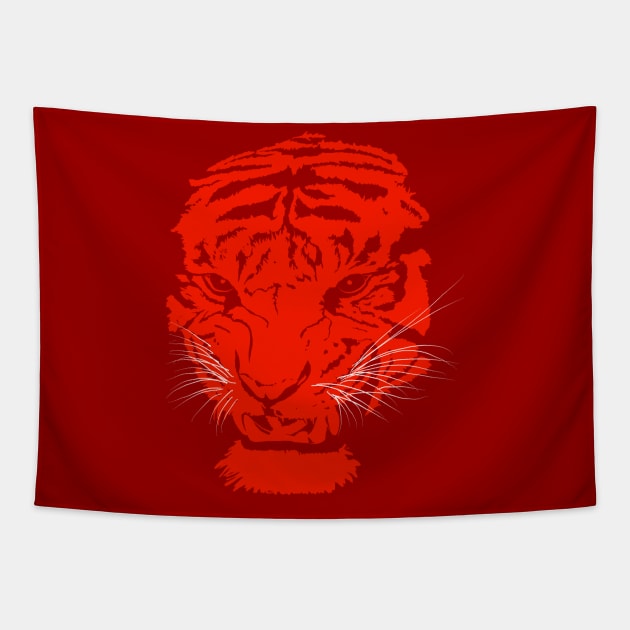 Red Tiger Tapestry by Danispolez_illustrations