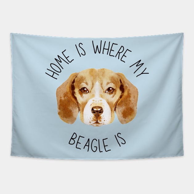 Home is Where My Beagle Is Dog Breed Lover Watercolor Tapestry by PoliticalBabes