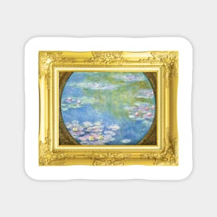 MONET - Claude Monet's Water Lilies (1908) by Claude Monet GOLD FRAME Magnet