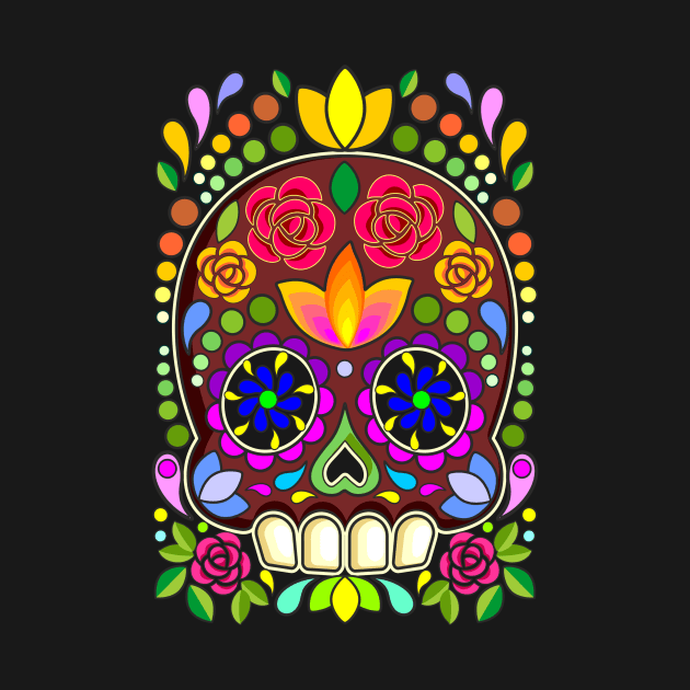 Sugar Skull Floral Art Mexican Calaveras by BluedarkArt