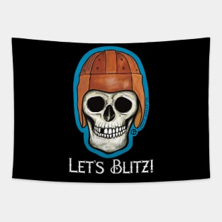 Old School Football Skull Tapestry