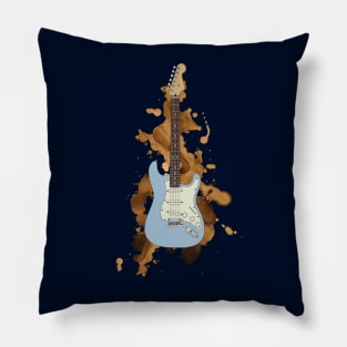 S-Style Electric Guitar Sonic Blue Color Pillow