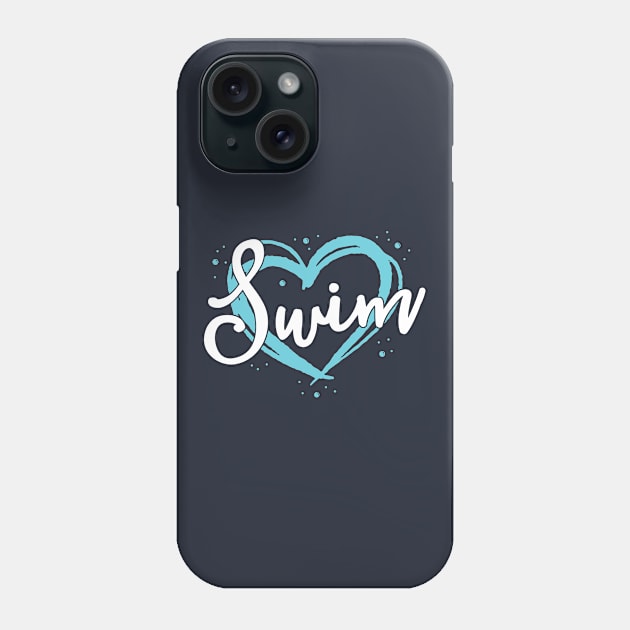 Love Swimming Swim Team Shirt Heart Lover Blue Swimmer Gift Phone Case by 14thFloorApparel