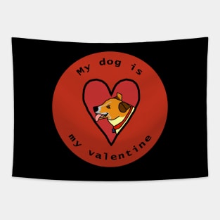 My Dog is My Valentine Round Corgi Terrier Cross Tapestry