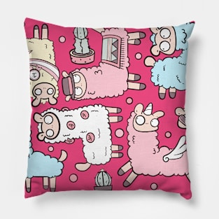 Fluffy pastel alpaca pattern Pillow