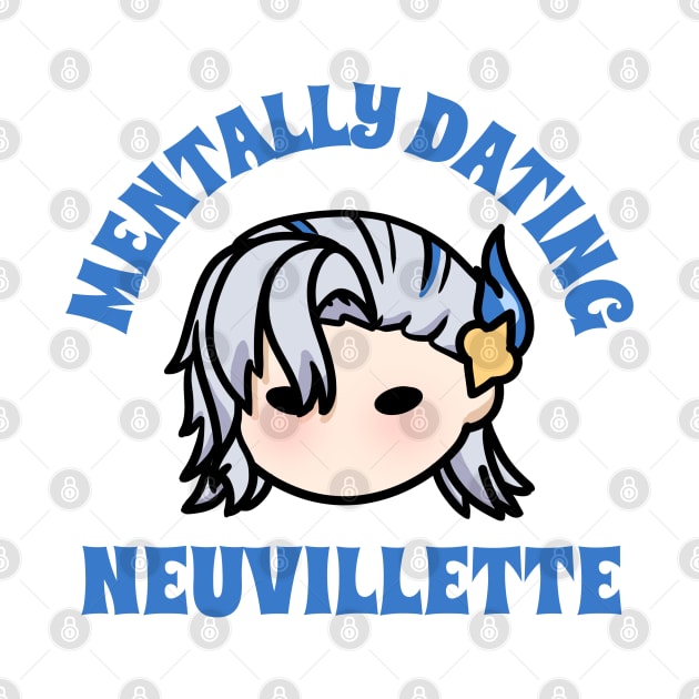 Genshin Impact mentally dating Neuvillette chibi typography | morcaworks by Oricca
