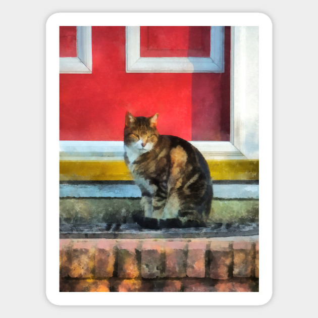 Cats Tabby Cat By Red Door Cat Sticker Teepublic Uk