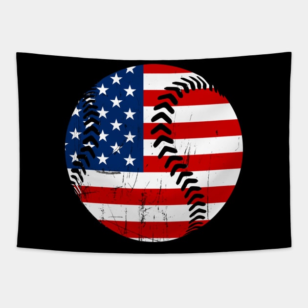 Usa America Flag Baseball 4Th Of July Tapestry by mazurprop