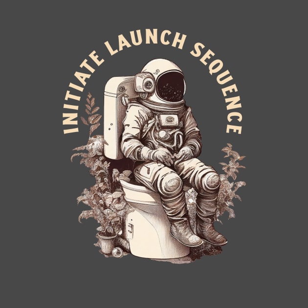 Astronaut on a toilet Initiate Launch Sequence by One Eyed Cat Design