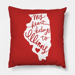 My Heart Belongs To Illinois State Pride Calligraphy Pillow