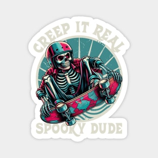 Halloween Creep It Real Ghost Skeleton Skater Costume Kids Magnet