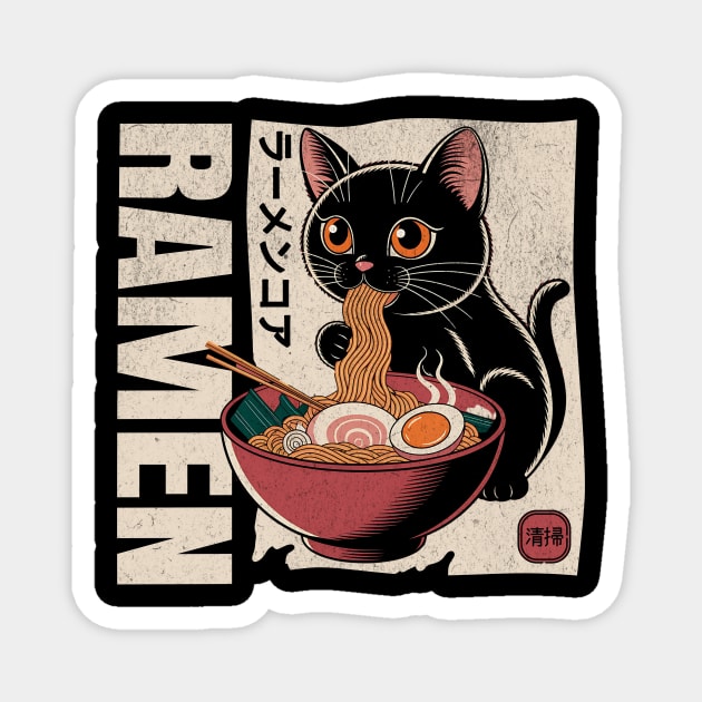 Cute Ramen Cat Japanese Food Design Magnet by Designed By Marty