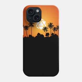 Tropical Sunset Polyhedral D20 Dice Sun and Coconuts Tabletop RPG Maps and Landscapes Phone Case