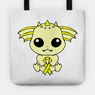 Cute Creature Holding an Awareness Ribbon (Yellow) Tote