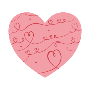 Big cute pink heart with doodle pattern. T-Shirt