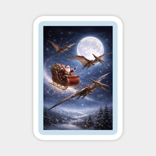 Santa’s Sleigh Pulled by Pterodactyls Magnet