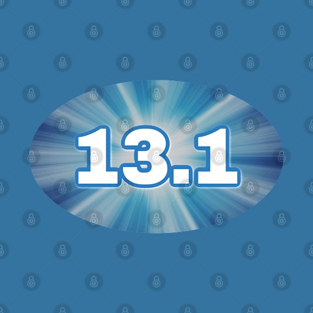 13 1 Half Marathon Blue Radiant Light Burst by DesignsbyZazz