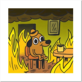 This Is Fine Meme' Poster, picture, metal print, paint by Mashz