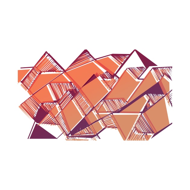 City mountains geometric abstract pink by carolsalazar