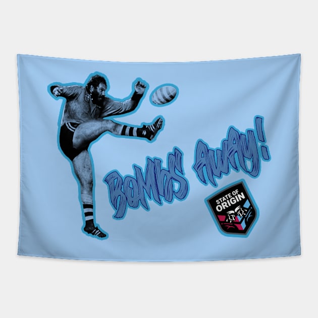 Retro NSW Origin - Noel Cleal - BOMBS AWAY! Tapestry by OG Ballers