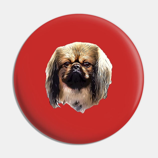 Pekingese Portrait Pin by ElegantCat