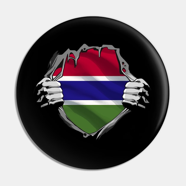 Two Hands Ripping Revealing Flag of Gambia Pin by BramCrye