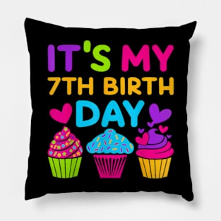 7 Years Old Rainbow Girls 7Th Birthday For Girls Kids Pillow