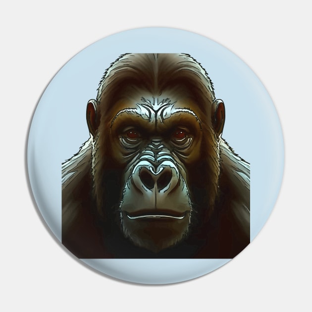 Ape Mountain Gorilla Fun Face Cut Out Pin by taiche