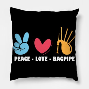 Peace - Love - Bagpipe - Bagpiper Pillow