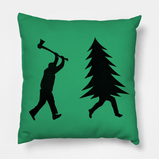 Funny Christmas Tree Is Chased By Lumberjack Run Forrest Run