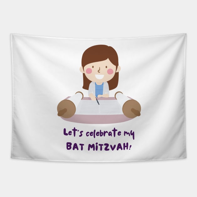 Let's Celebrate My Bat Mitzvah - Funny Yiddish Quotes Tapestry by MikeMargolisArt