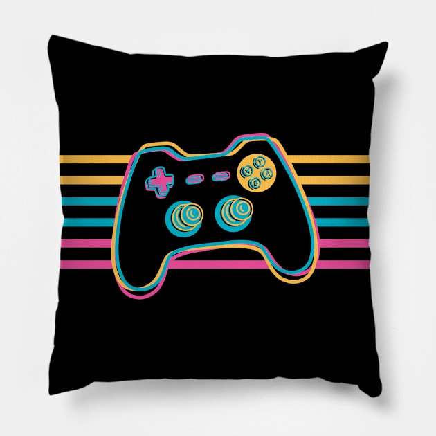 Retro Vintage Gamer Gift Pillow by LR_Collections