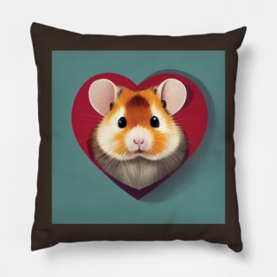 Adorable Hamster in a Heart Shape Pillow