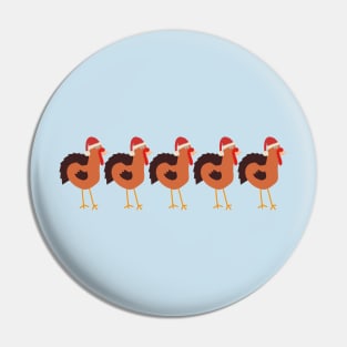 Thanksgiving and Christmas Turkey in Santa Hat Five Pin