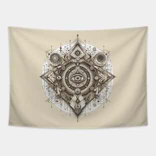 Ancient Mystical Geometric Eye Tapestry