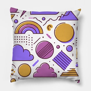 Orange Purple 80s Retro Geometric Pattern Pillow