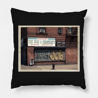 Liquor Store in NYC - Kodachrome Postcard Pillow