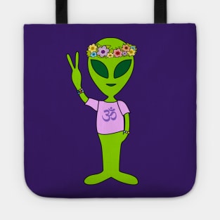 Peace Alien - Flower Power Hippie - OM T-Shirt Tote