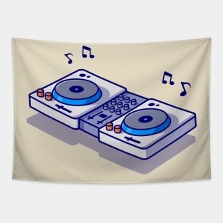 Turntable With Vinyl Cartoon Tapestry