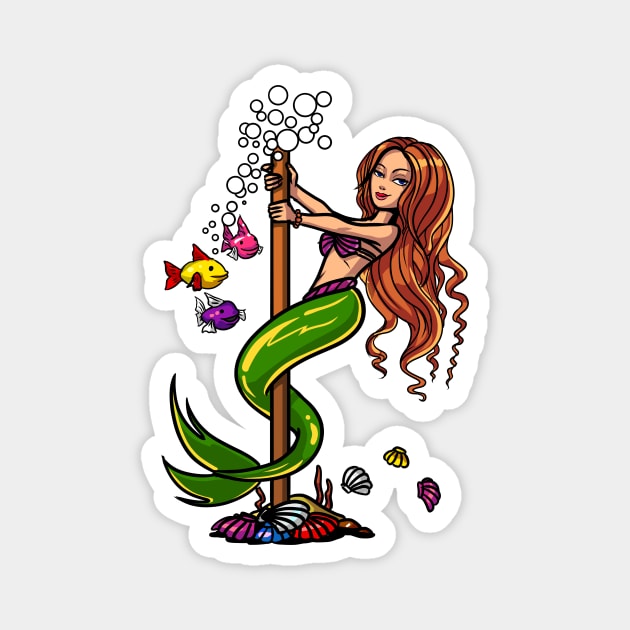 Mermaid Pole Dancing Magnet by underheaven