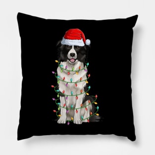 Border Collie Christmas Lights Xmas Dog Lover Pillow