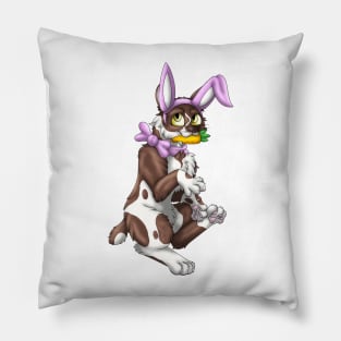 Bobtail BunnyCat: Chocolate Bicolor (Pink) Pillow