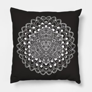 Succulent Flower Mandala White Lineart Pillow