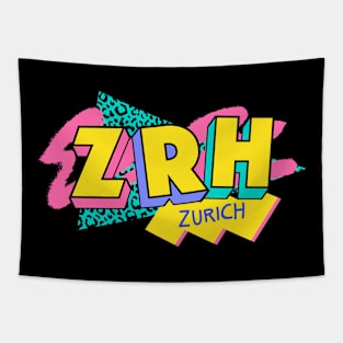 Zurich, Switzerland Retro 90s Logo Tapestry